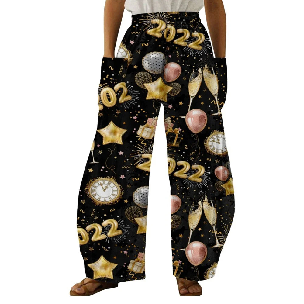 Christmas wine glass print track pants