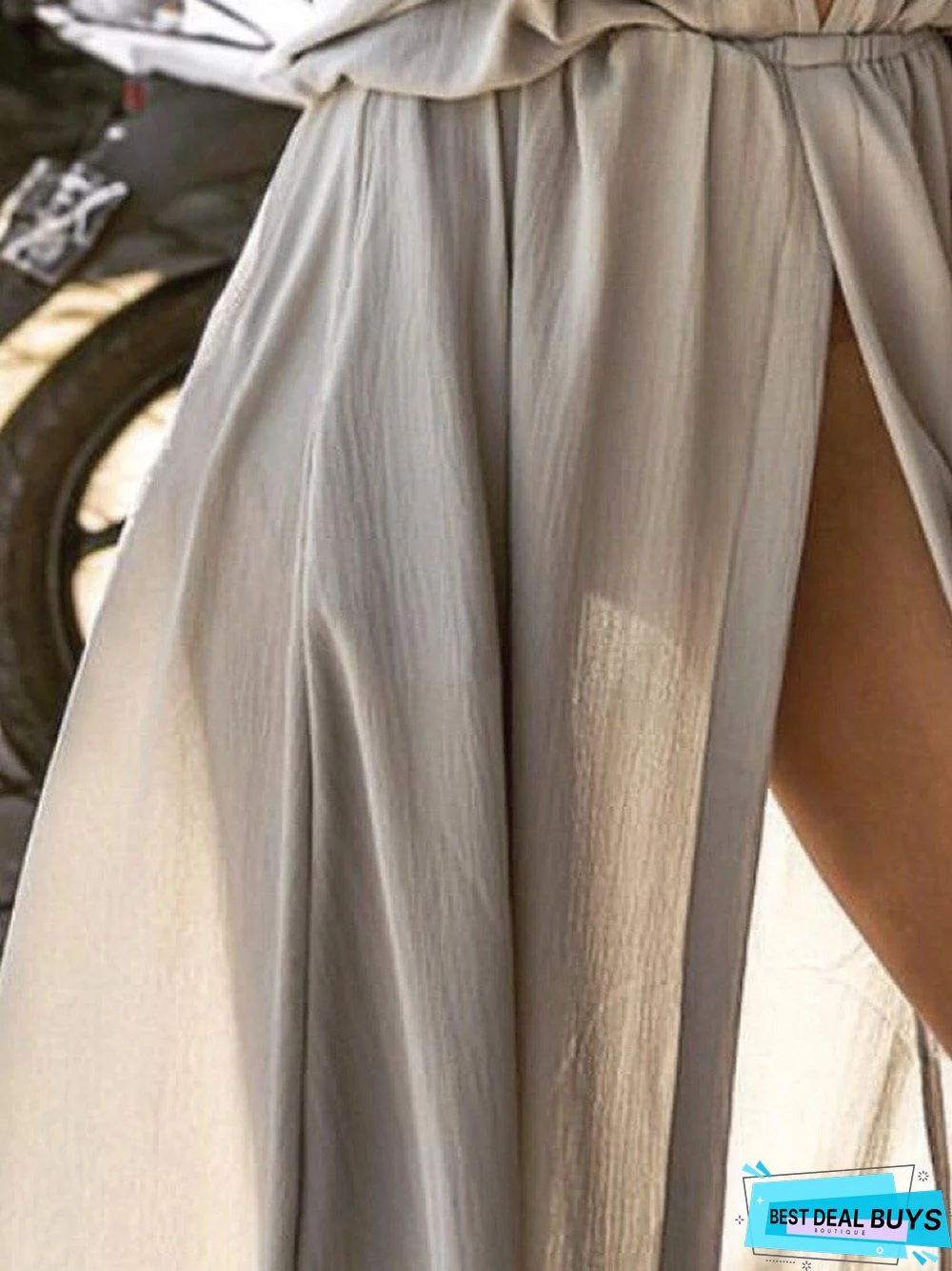 Dress Hot Sale Deep V Middle Sleeve Split Dress