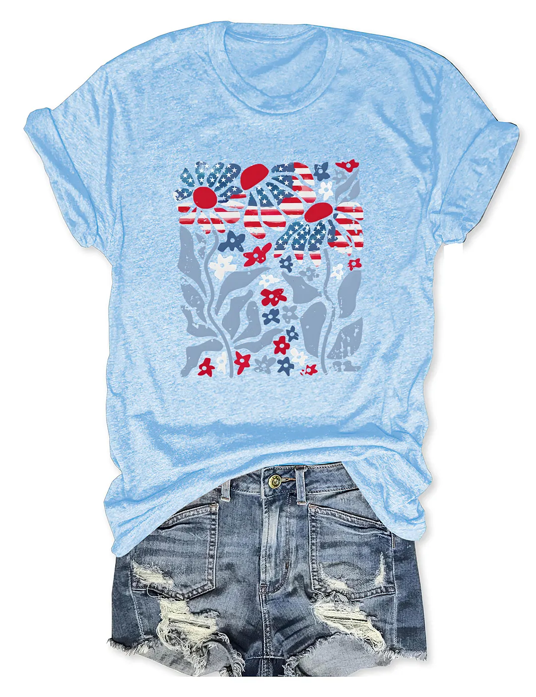 American Flag Floral T-shirt