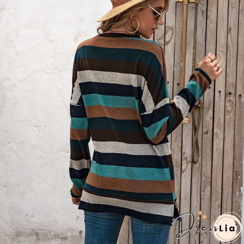Basic Striped T-shirt Women Plus Size S-5XL Multi Colors Casual Cotton Stretchy Long Sleeve Tops Tee Spring Autumn