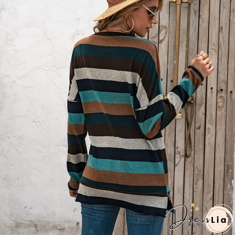 Basic Striped T-shirt Women Plus Size S-5XL Multi Colors Casual Cotton Stretchy Long Sleeve Tops Tee Spring Autumn