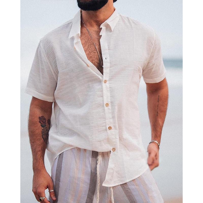 Men's Summer Linen Casual Loose Shirt、、URBENIE