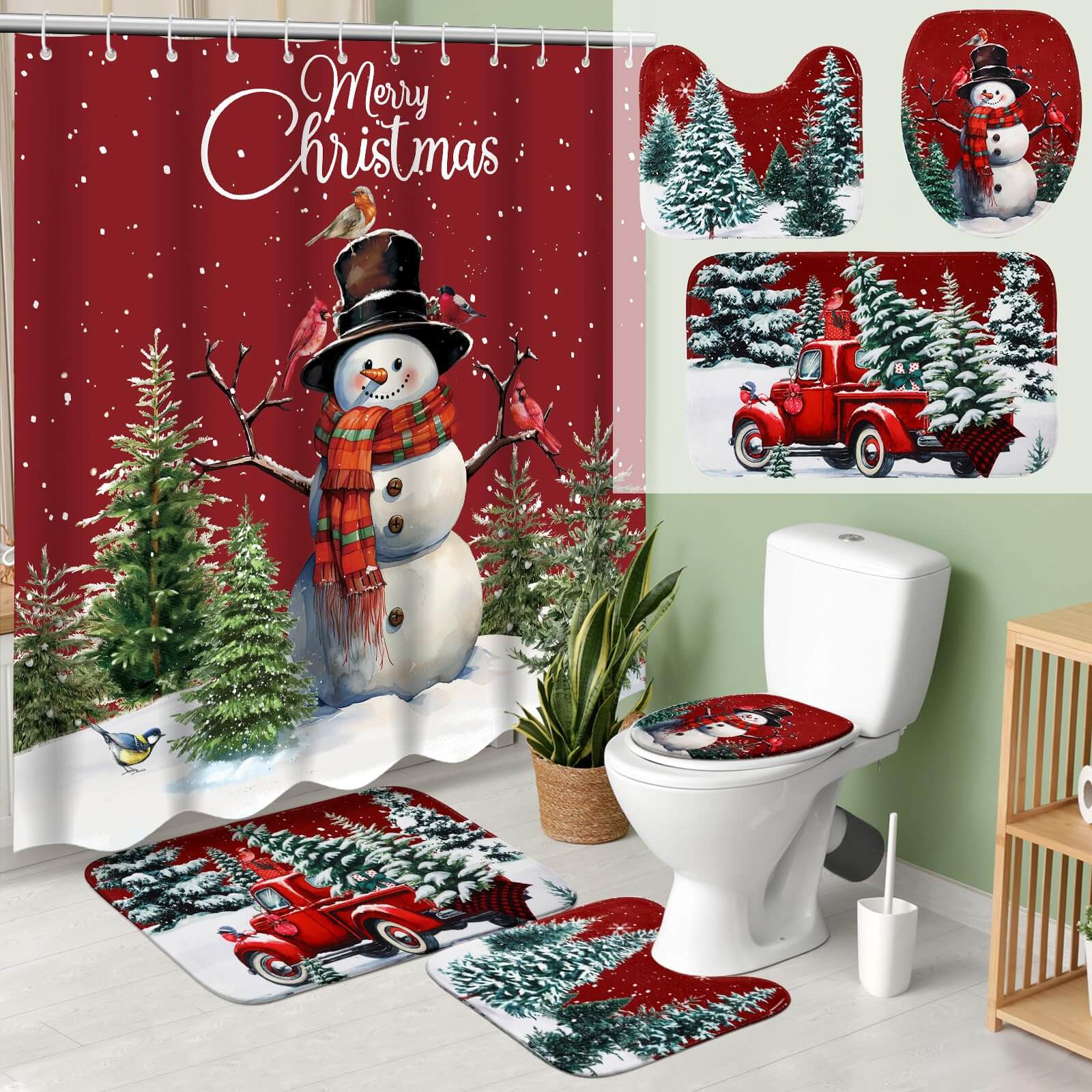 Snowman Christmas Bathroom Set (4 PCS)