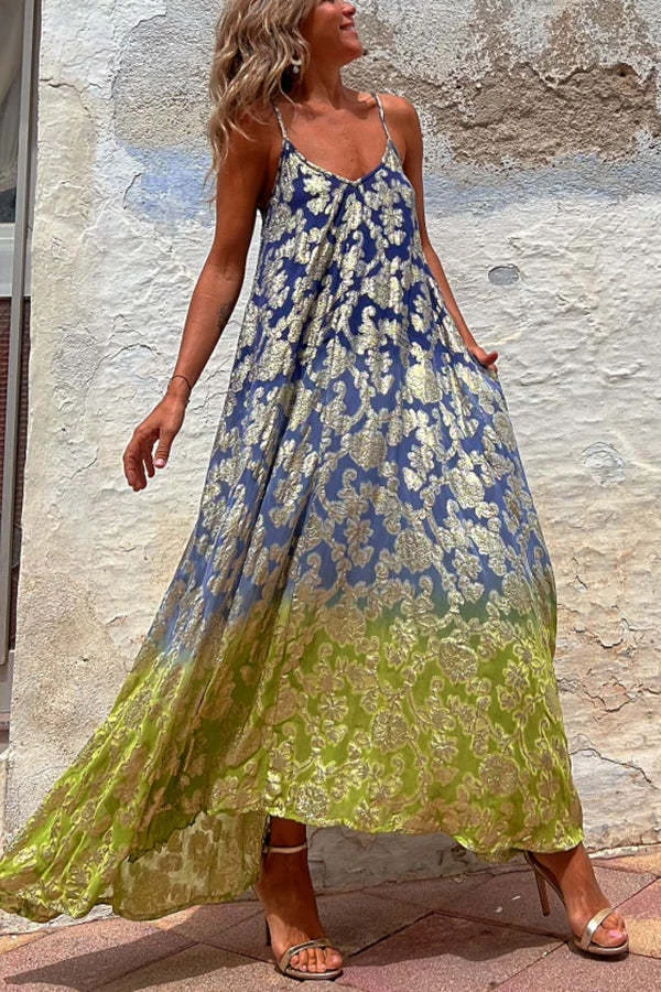 Women's Fashionable Printed V-neck Dress
