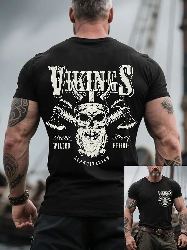 Herren Retro Viking Warrior Nordic Style Casual T-Shirt