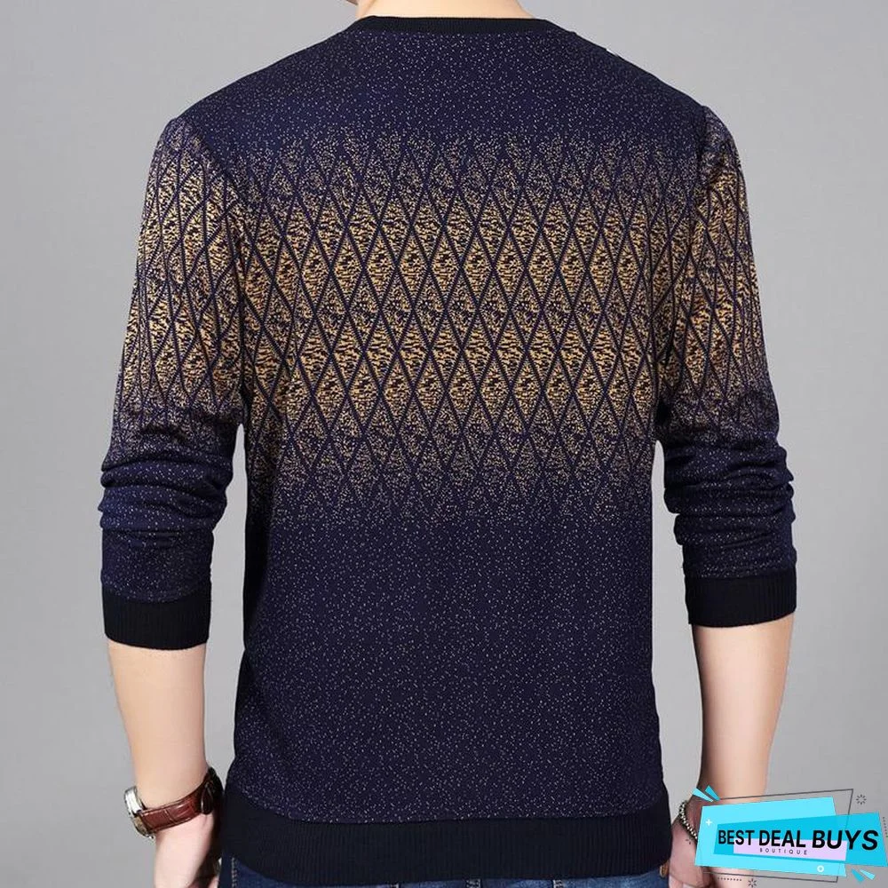 New Hot Casual Social Argyle Pullover Men Sweater Shirt Jersey Clothing Pull Sweaters Men's Fashion Male Knitwear
