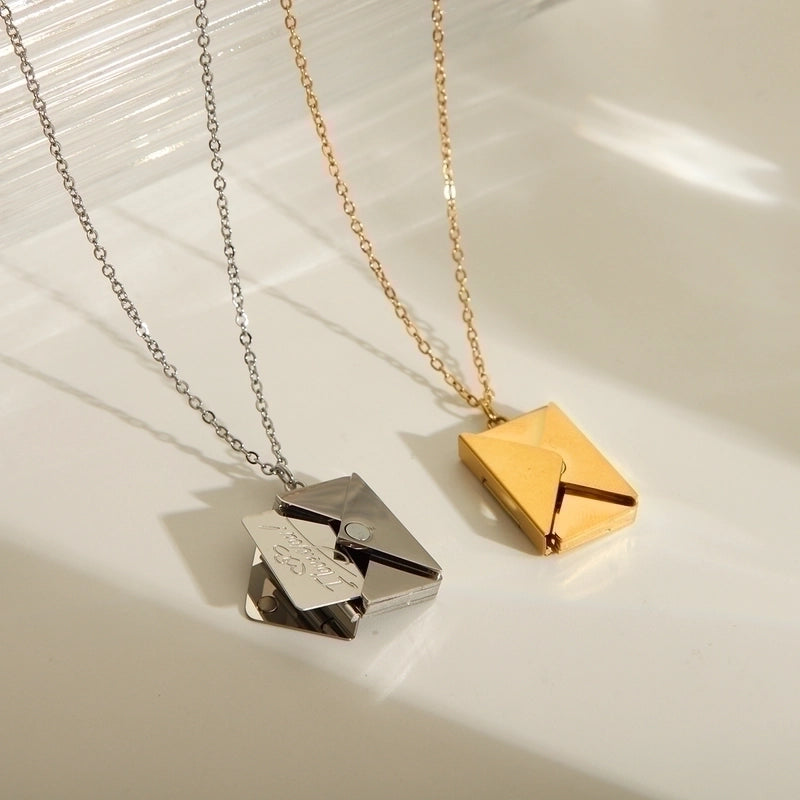 IG Style Minimalist Commute I Love You Envelope 304 Stainless Steel 18K Gold Plated Pendant Necklace