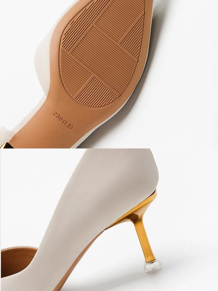 Fashion stiletto pointed toe side hollow buckle high-heeled shoes