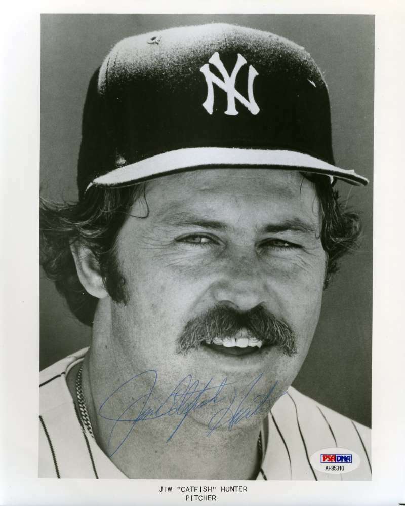 Jim Catfish Hunter Psa Dna Coa Autograph 8x10 Photo Poster painting Hand Signed Yankees