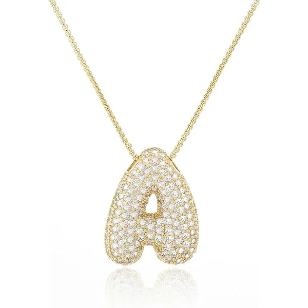 Gold Bubble Letter Necklace