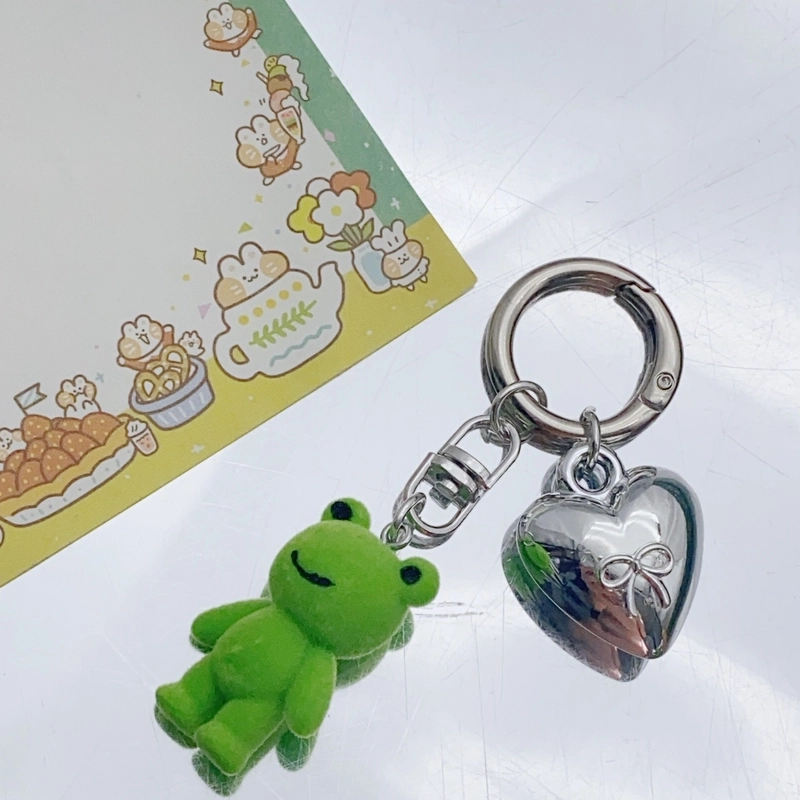 Cute Sweet Frog Alloy Flocking Bag Pendant Keychain