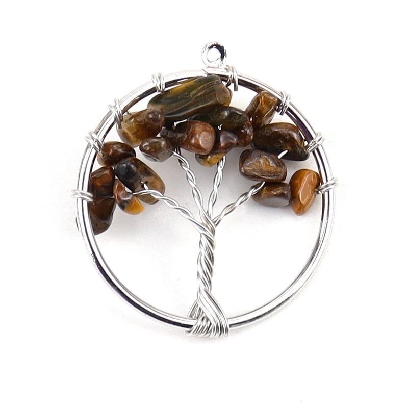 Minimalist Lucky Tree Natural Stone Agate Pendants