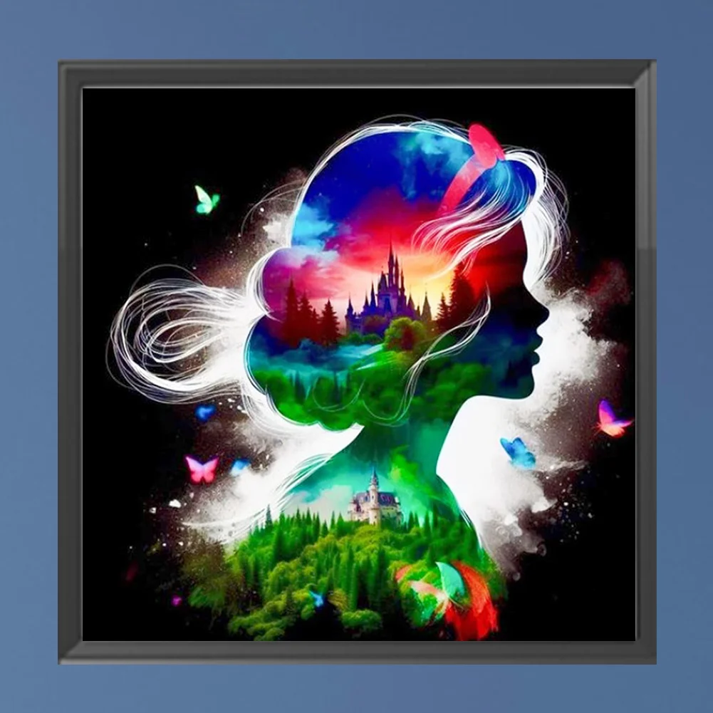 Diamond Painting - Full Square Drill - Princess Forest Silhouette(Canvas|35*35cm)