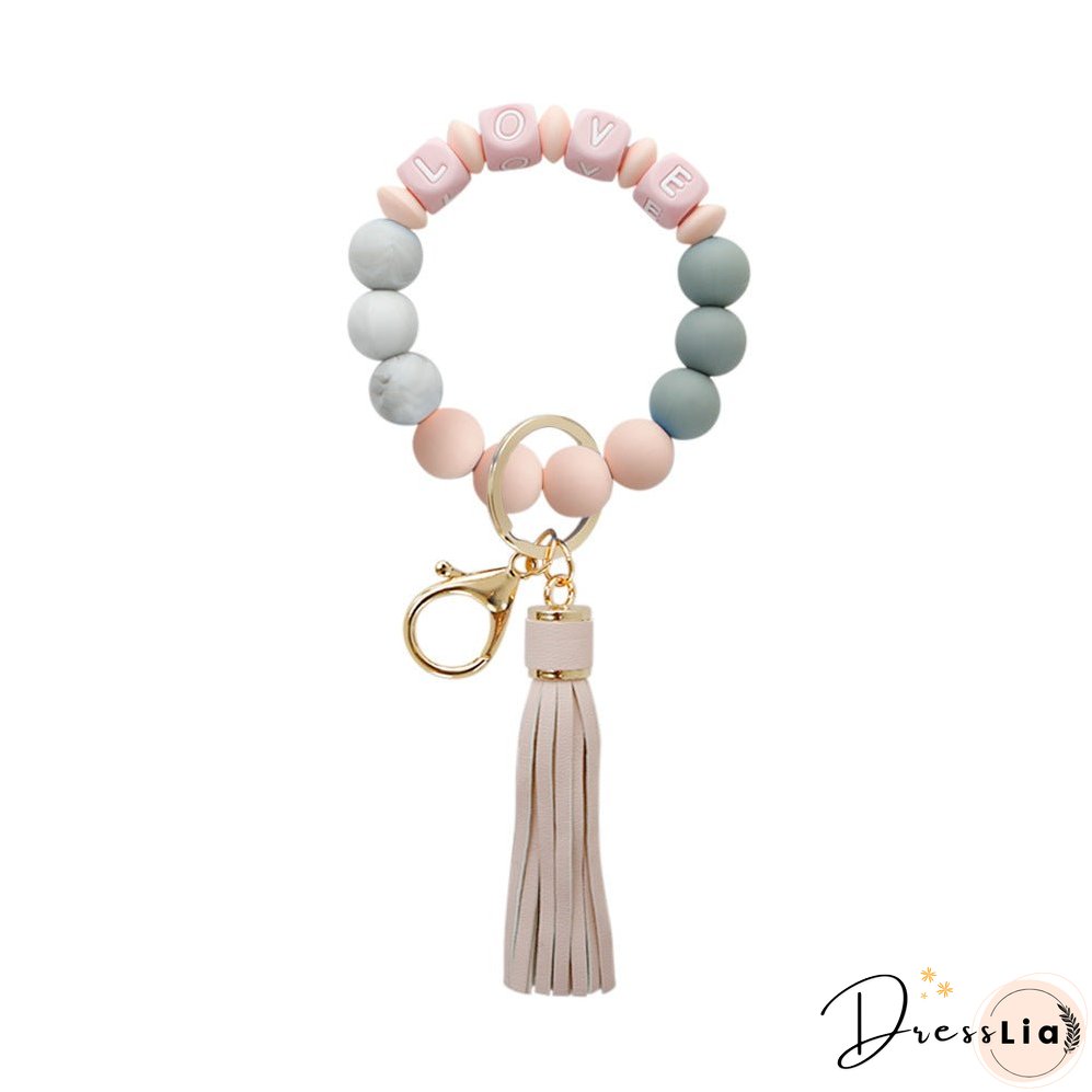 Paziye Card Holder Key Ring Silicone Bead Bracelet Key Chain