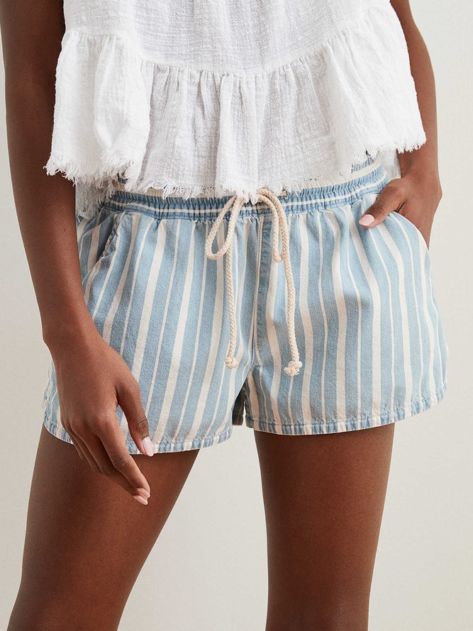 Blue Striped Casual Pants