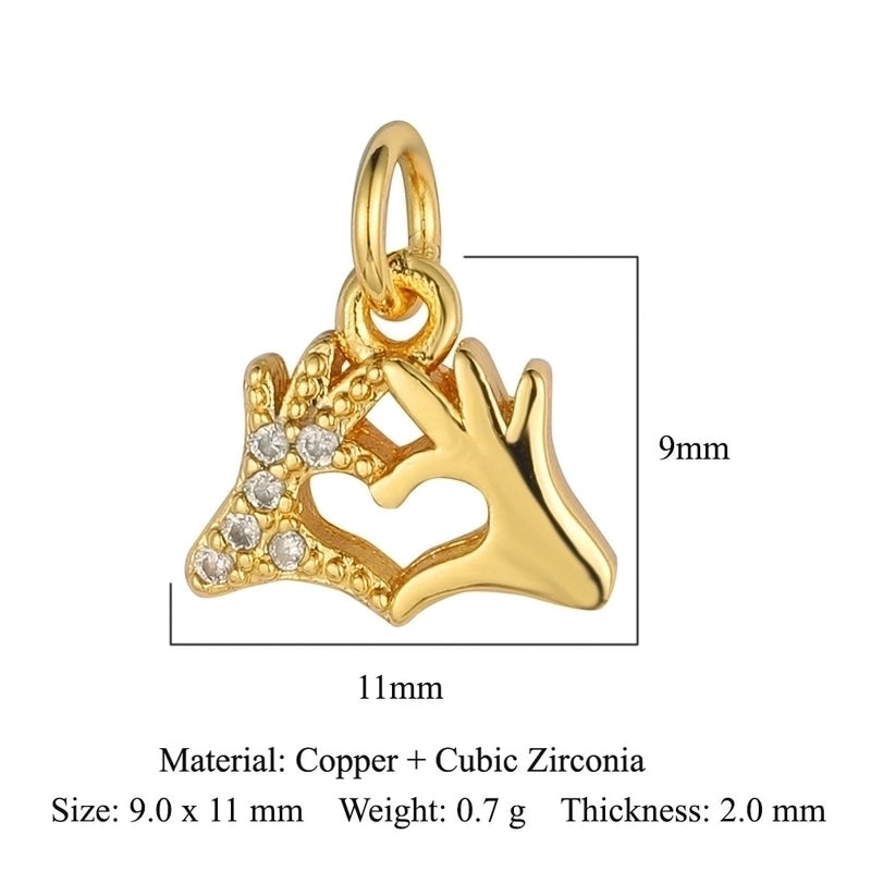 3 Pieces Retro Palm Crown Copper Plating Inlay Zircon 18k Gold Plated Charms Jewelry Accessories