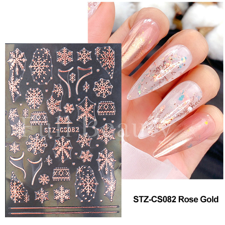 Bayoumowers Pink Marble 3D Nail Stickers Ink Blooming Geometry Lines Adhesive Sliders Watercolor Flower Leaves Nail Art Decals LASTZ-SJ031
