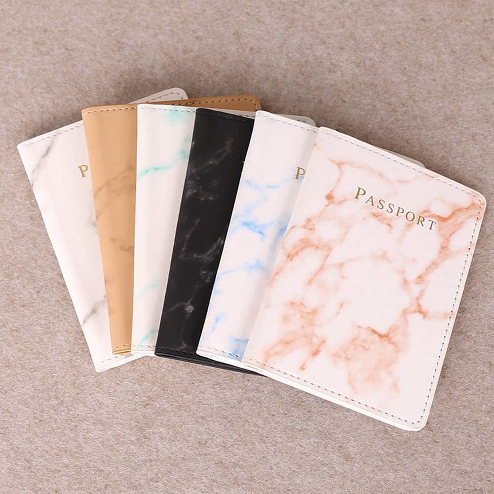 Fashion Women Men Passport Cover Pu Leather Marble Style Travel ID Credit Card Passport Holder Packet Wallet Purse Bags Pouch US Mall Lifes