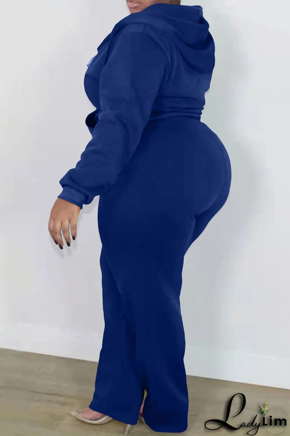 Black Fashion Casual Letter Print Basic Hooded Collar Plus Size Two Pieces