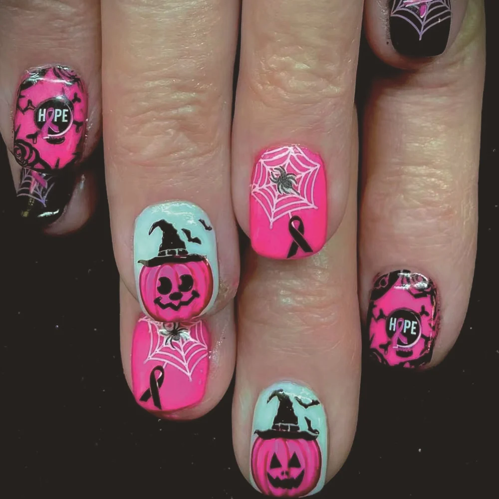 Churchf Churchf Short Square A Pitaya Color Pumpkin Spider Web Fake Nail Product Wear A Holiday Nail