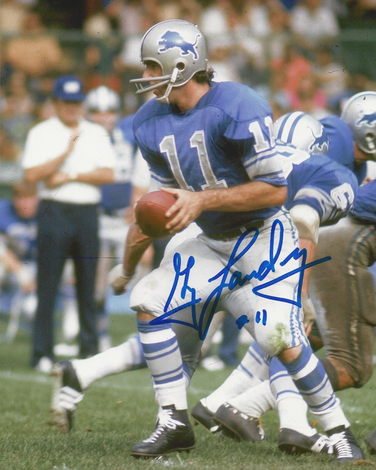 Autographed Greg Landry Detroit Lions 8x10 Photo Poster painting - w/COA