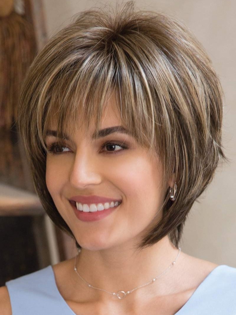Olive Wigs Fluffy Brown Mix Blonde Wig with Bangs for Women | Synthetic Hair Wigs