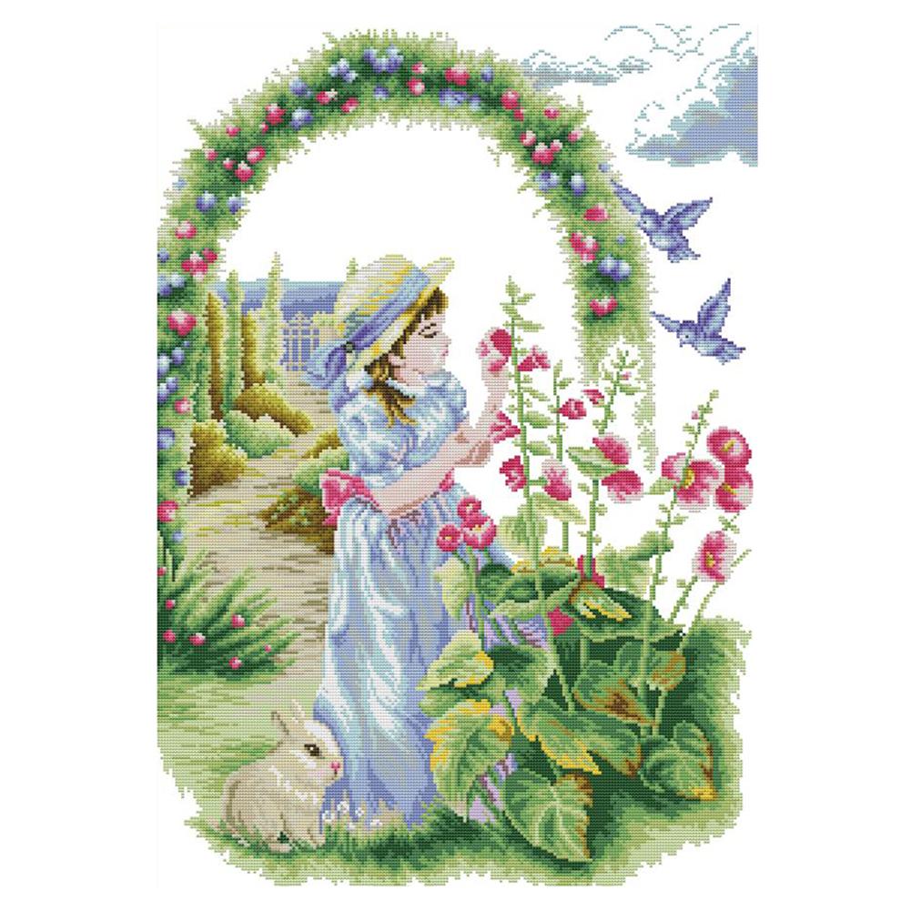 

Flower viewing - 14CT Stamped Cross Stitch - 44*60cm, 501 Original