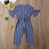 Kid Baby Girl Stripe Jumpsuit Bodysuit Pants Romper