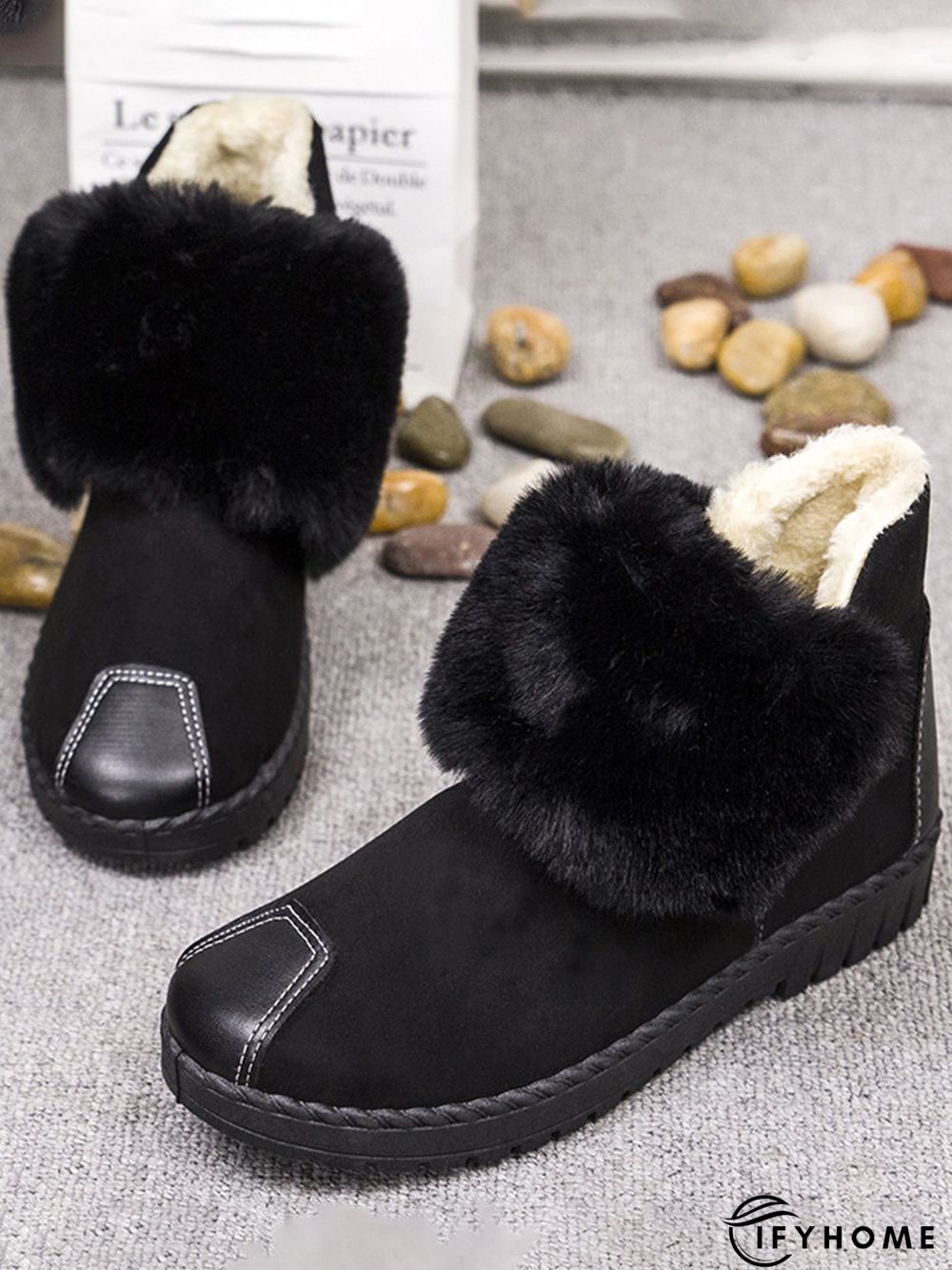 Casual Anti-collision Stitching Plush Warm Snow Boots | IFYHOME
