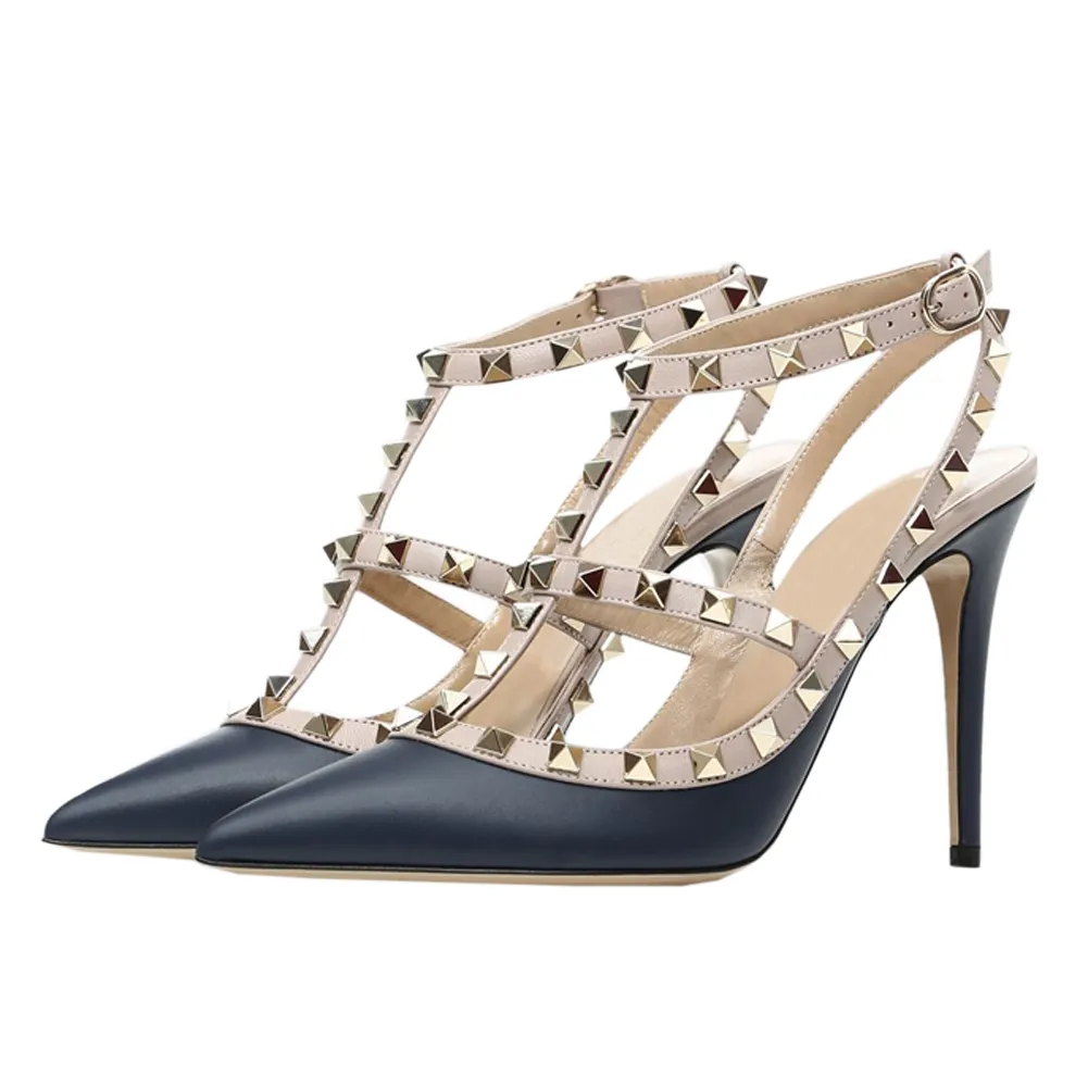 3.94" Middle Heels Rivets Sandals Matte-vocosishoes