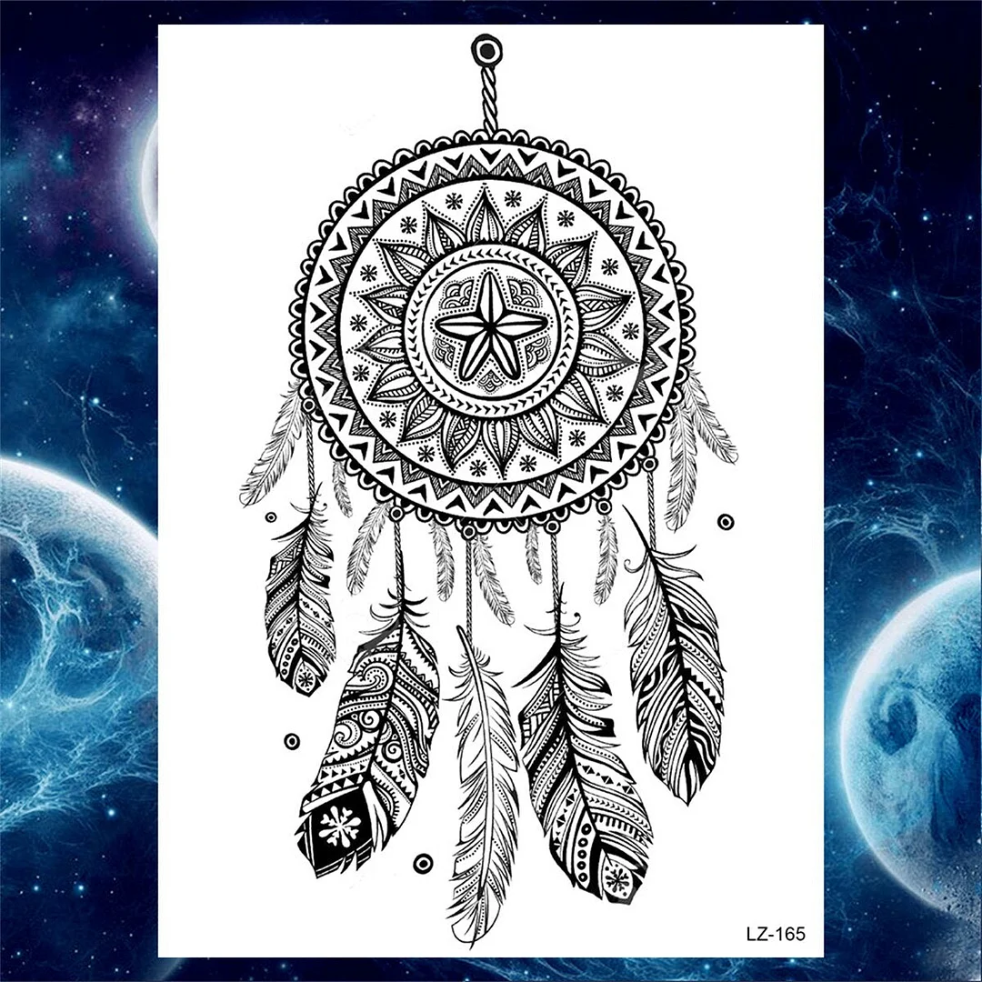 Large Henna Flower Temporary Tattoos For Women Girl Adult Tribal Mandala Tattoo Sticker Fake Transferable Black Tatoo Hands Foot