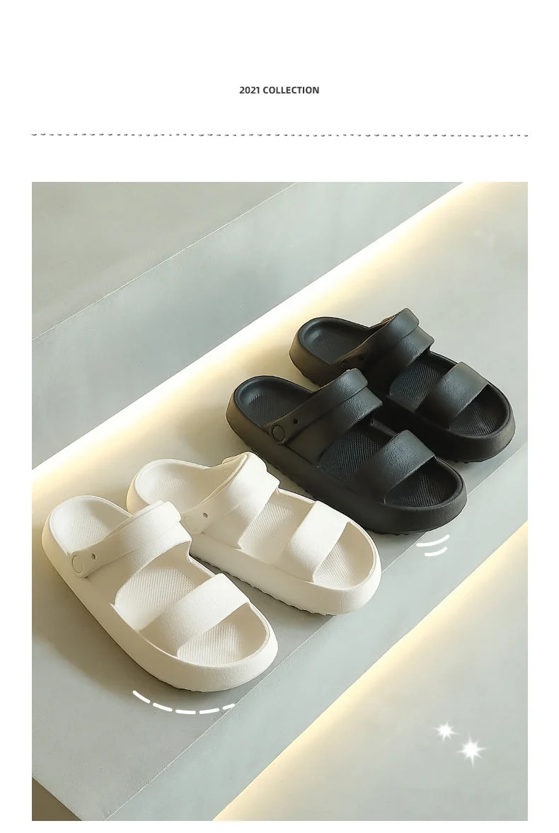 Summer Women Flip Flops Slippers Solid Thick EVA Platform Non-Slip Heel Sandals Home Outdoor Beach Couples Men's Ladies Shoes