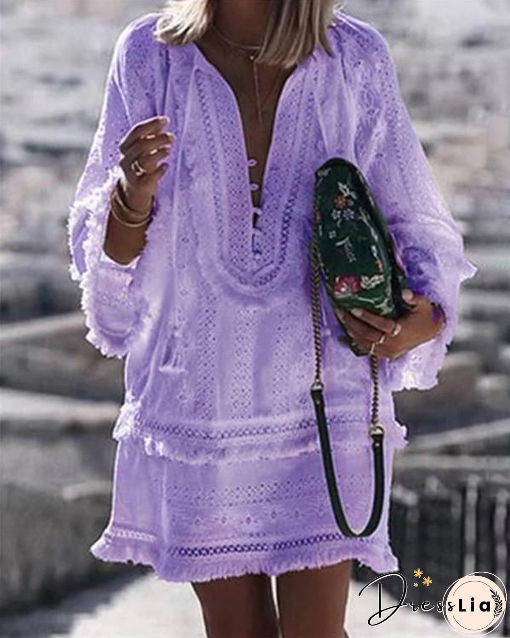 Solid Elegant Holidaiy Long Sleeve Skirt Mini Dress