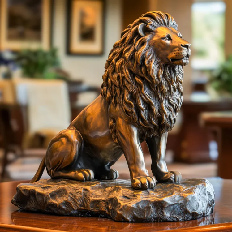 Custom Luxury Indoor Animal Sculpture Sitting Bronze Lion Statue