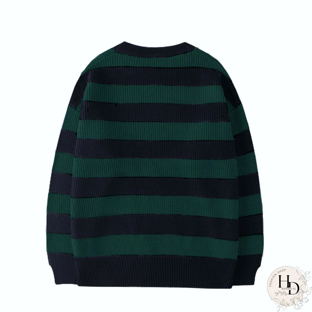 Striped Sweaters Women Punk Unisex Long Sleeve Sweater Autumn Jumper Loose Oversized Pullouvers Harajuku Couple Tops