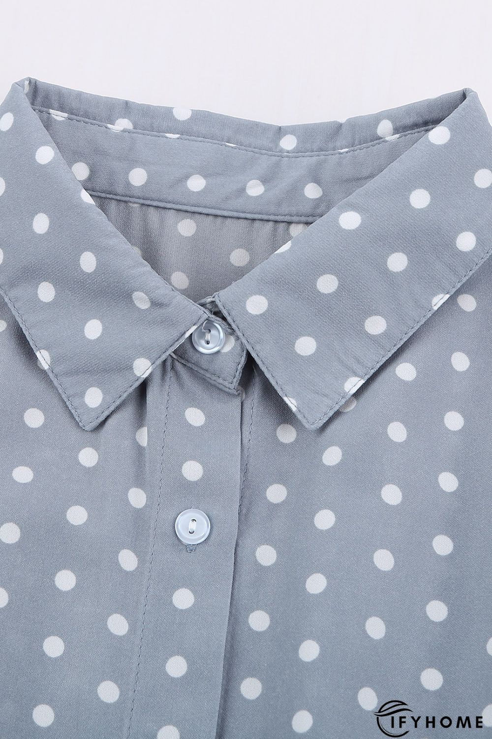Polka Dot Shirt Collar Short Sleeve Mini Dress | IFYHOME