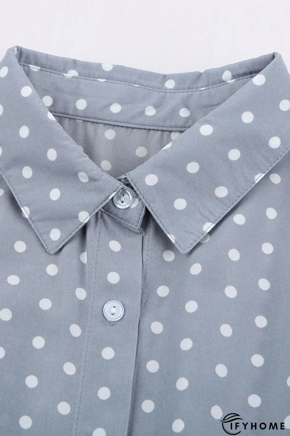 Polka Dot Shirt Collar Short Sleeve Mini Dress | IFYHOME