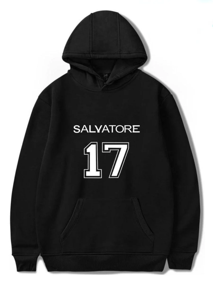 Unisex The Vampire Diaries Hoodie Salvatore 17 Floral Hooded Sweatshirt