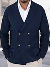 Men's Lapel Knitted V-Neck Double Breasted Sweater Cardigan Coat