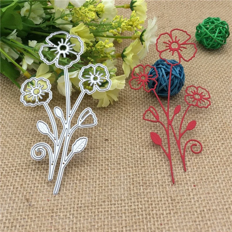 Three Flowers Metal Cutting Dies Stencil DIY Scrapbook Album Decorative Embossing Folder Paper Cards Die Cutting Template