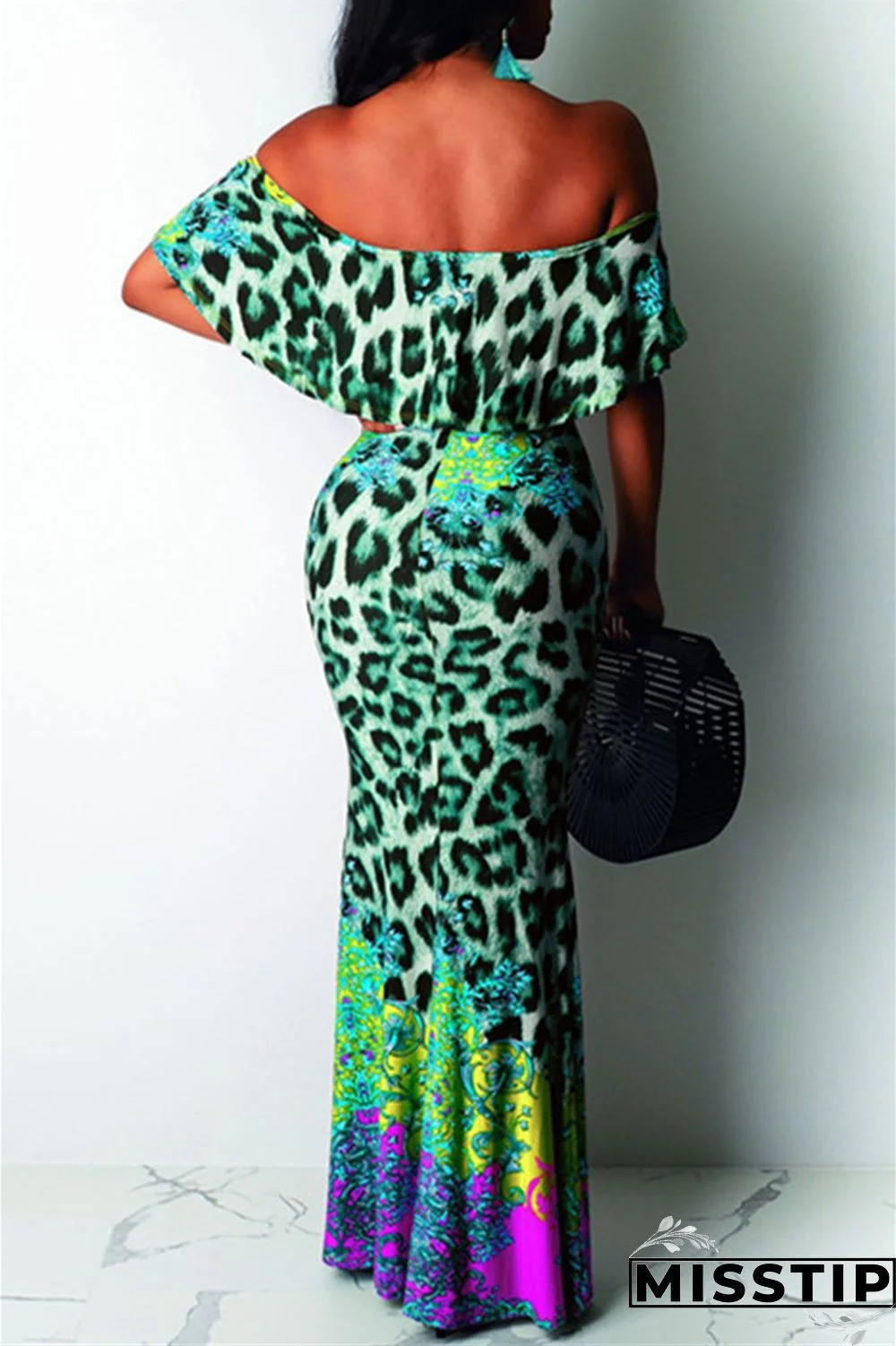 Pink Sexy Printing Off Shoulder Dress