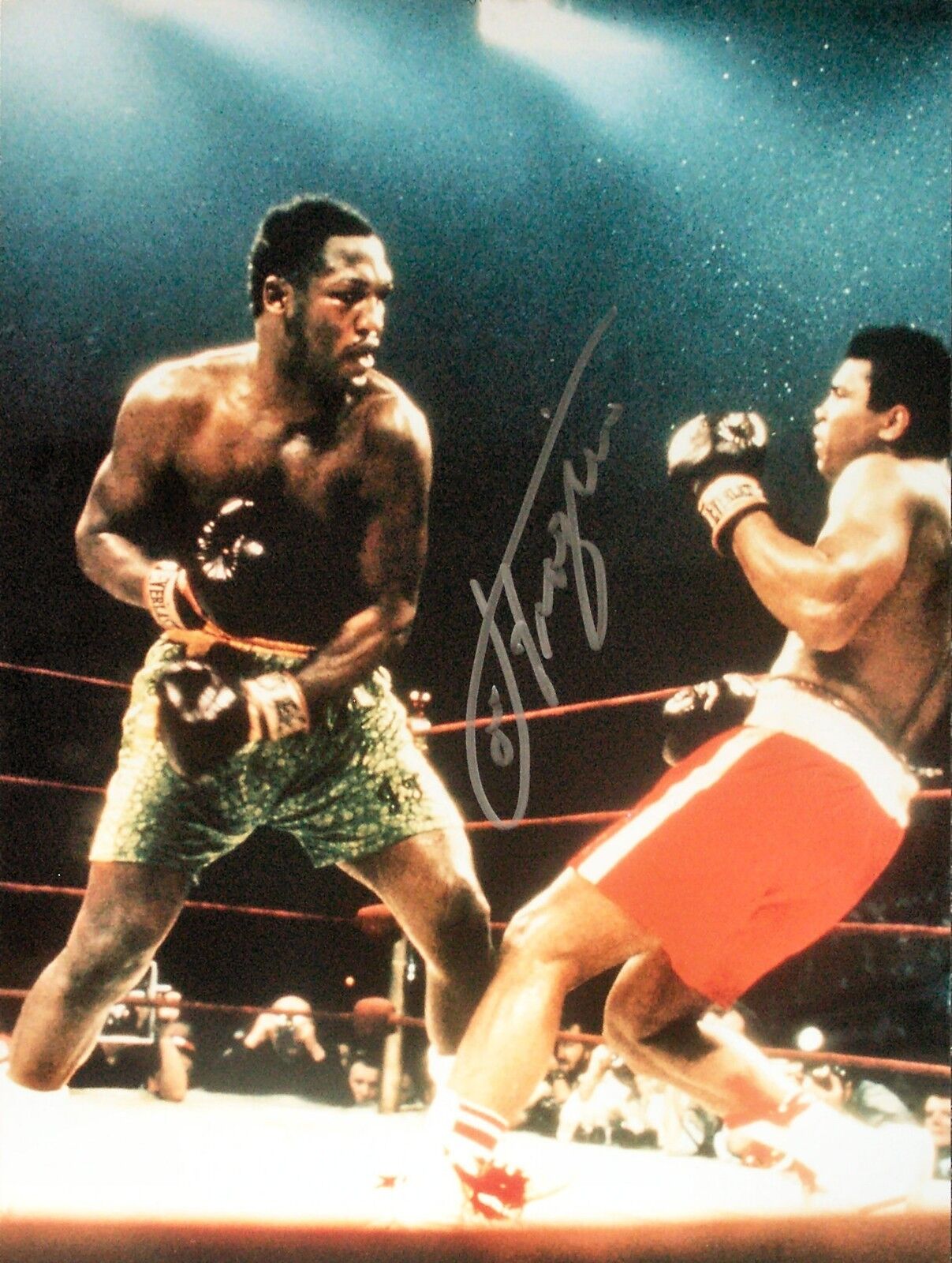 JOE FRAZIER WORLD CHAMPION v MUHAMMAD ALI SIGNED 16x12 BOXING Photo Poster painting COA & PROOF