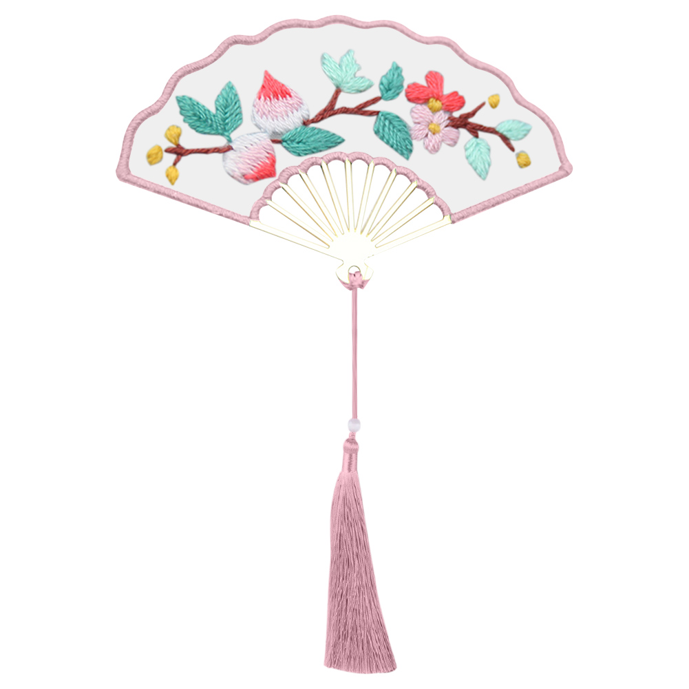

Peach Blossom - Fan Shaped Bookmark Embroidery - Cross Stitch, 501 Original