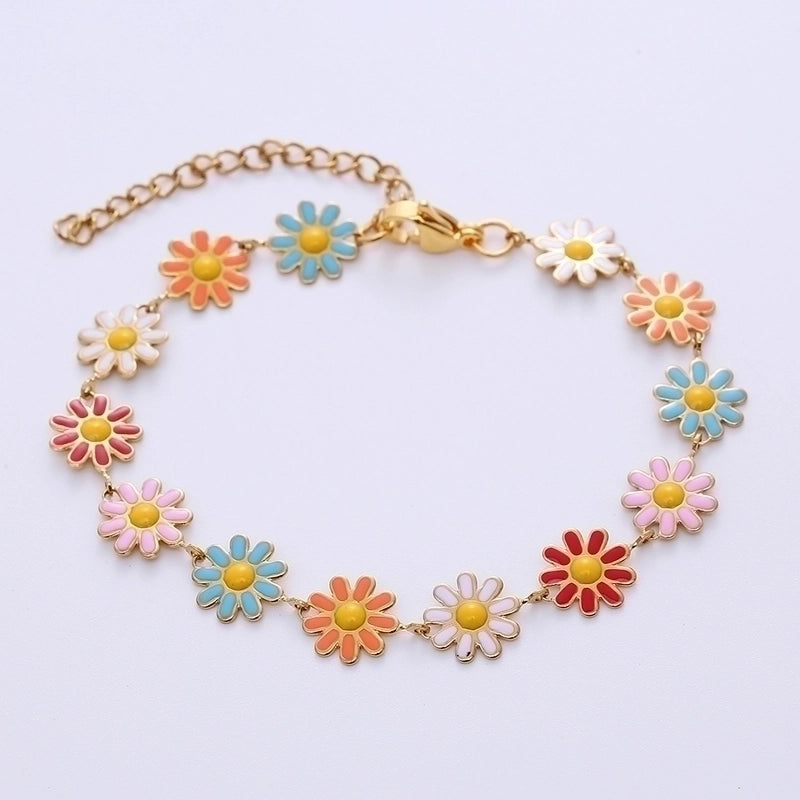 Bohemian Flower 304 Stainless Steel 18K Gold Plated No Inlaid Stainless Steel Bracelets In Bulk