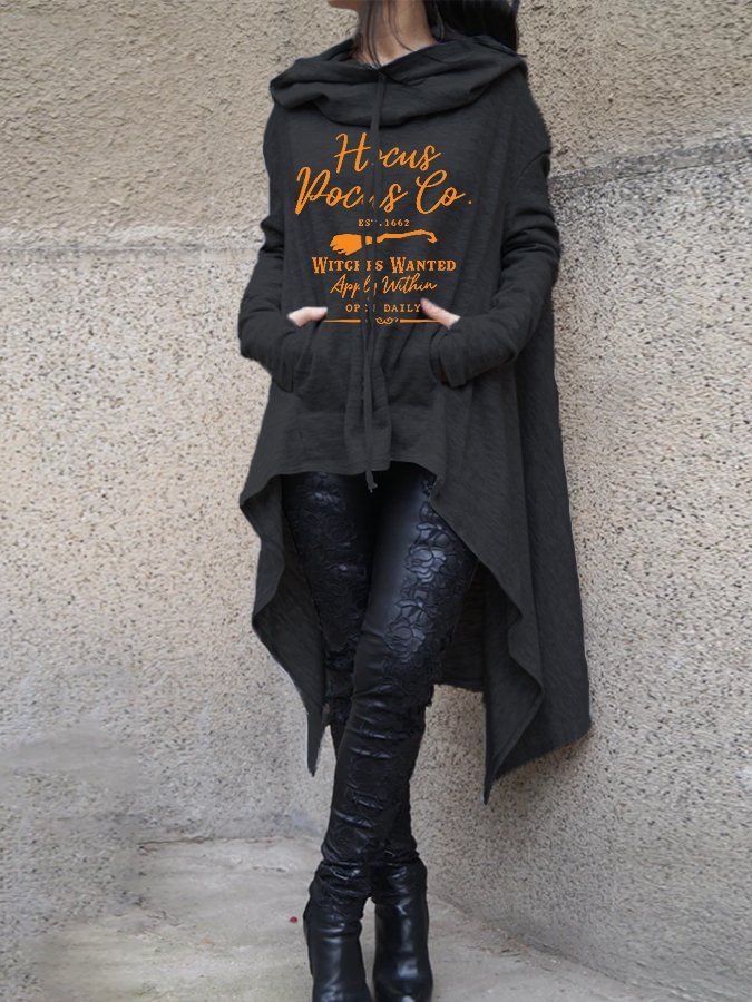 Women's Funny Witch Graphic Casual Cape Hoodie