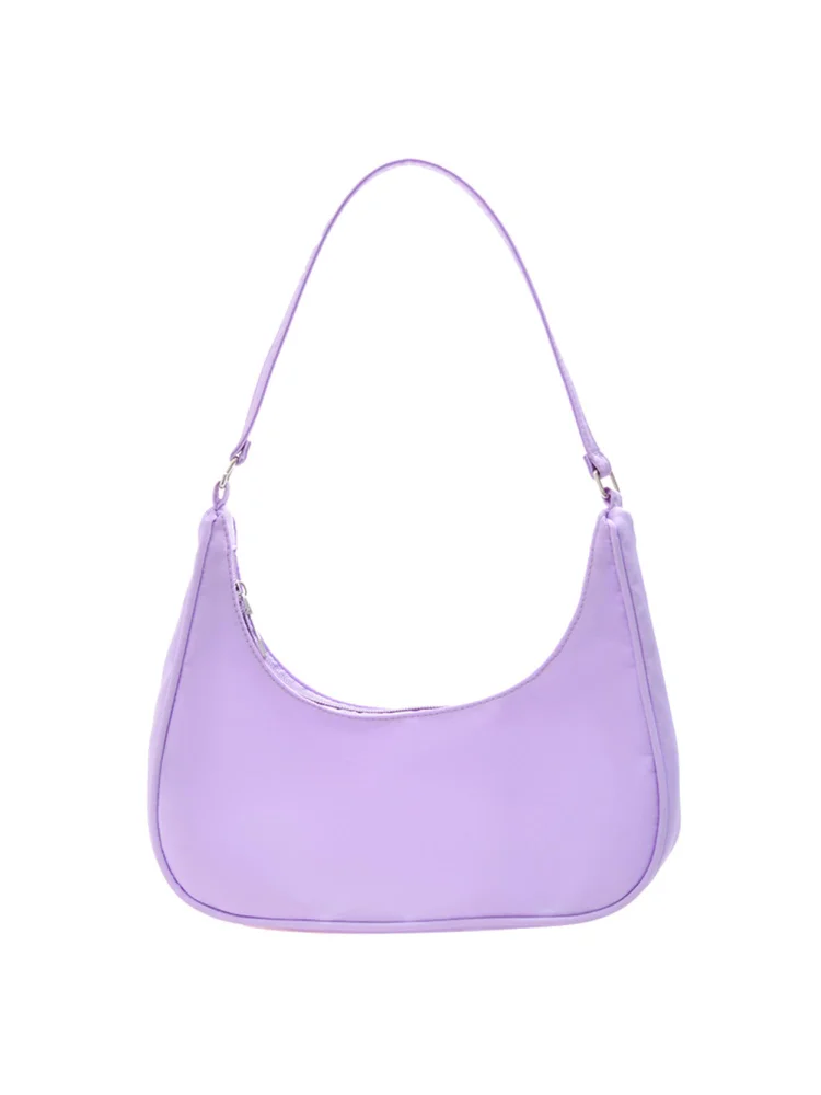 Fashion Women Pure Color Underarm Hobos Bags Top-handle Handbag (Purple)
