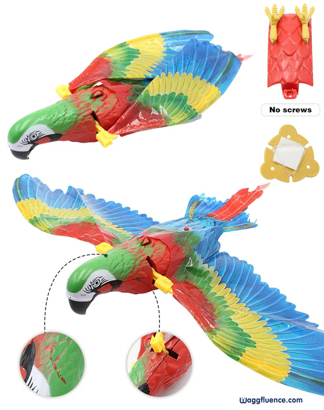 Waggfluence Bird Simulation Interactive Hanging Parrot/Eagle Flying Toy for Cats (HOT PRODUCT | LOW STOCK)
