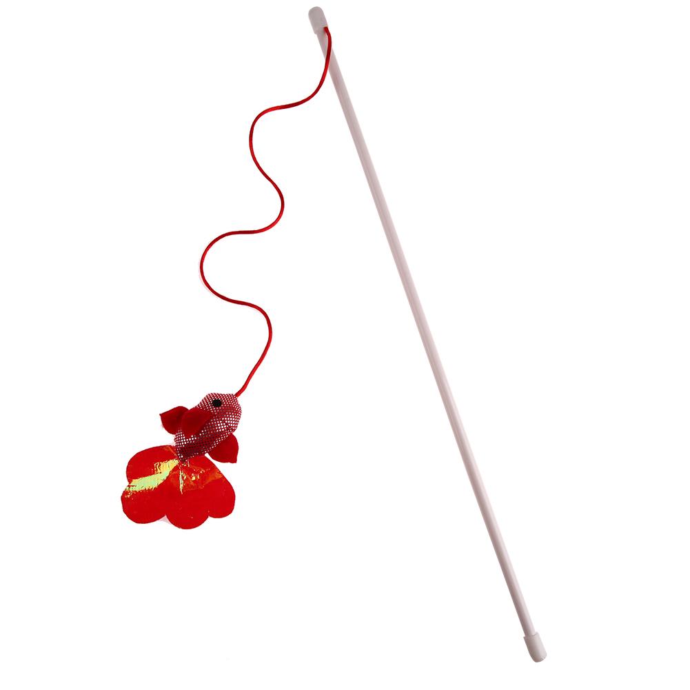 

10x Pet Cat Toys Funny Cat Stick Fish Shape Teaser Wand Wire Colourful Toy, 501 Original