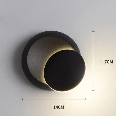 360 Degree Rotary Square Round Bedside Lunar Eclipse Wall Lamp Wholesale Black and White Living Room Background Wall Stair Decorative Lamps