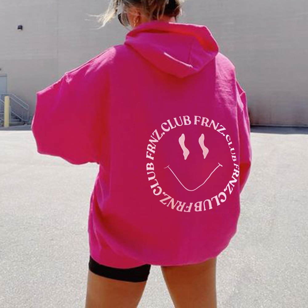 "frnz.club" Smiley Print Hoodie